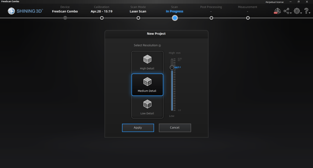 在 FreeScan 軟體中選擇點距離 在 FreeScan 軟體中選擇點距離