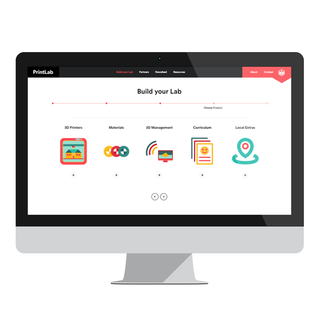 Printlab平臺提供3D列印機、3D列印材料、3D列印課程以及3D列印教學，讓教育單位可以快速的找到最實用的資源。
