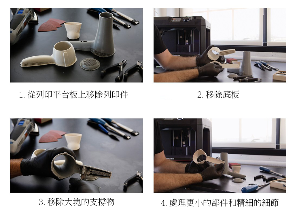 3D 列印模型移除支撐物、材料和底板