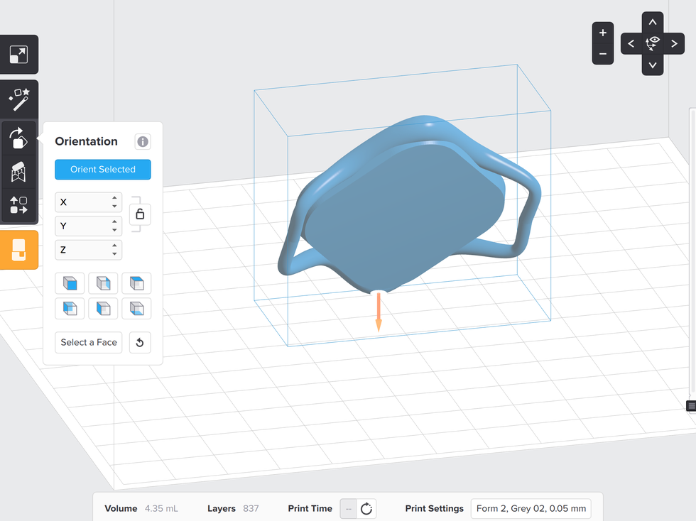 formlabs form2 preform切片軟體教學 旋轉物件 方向朝下