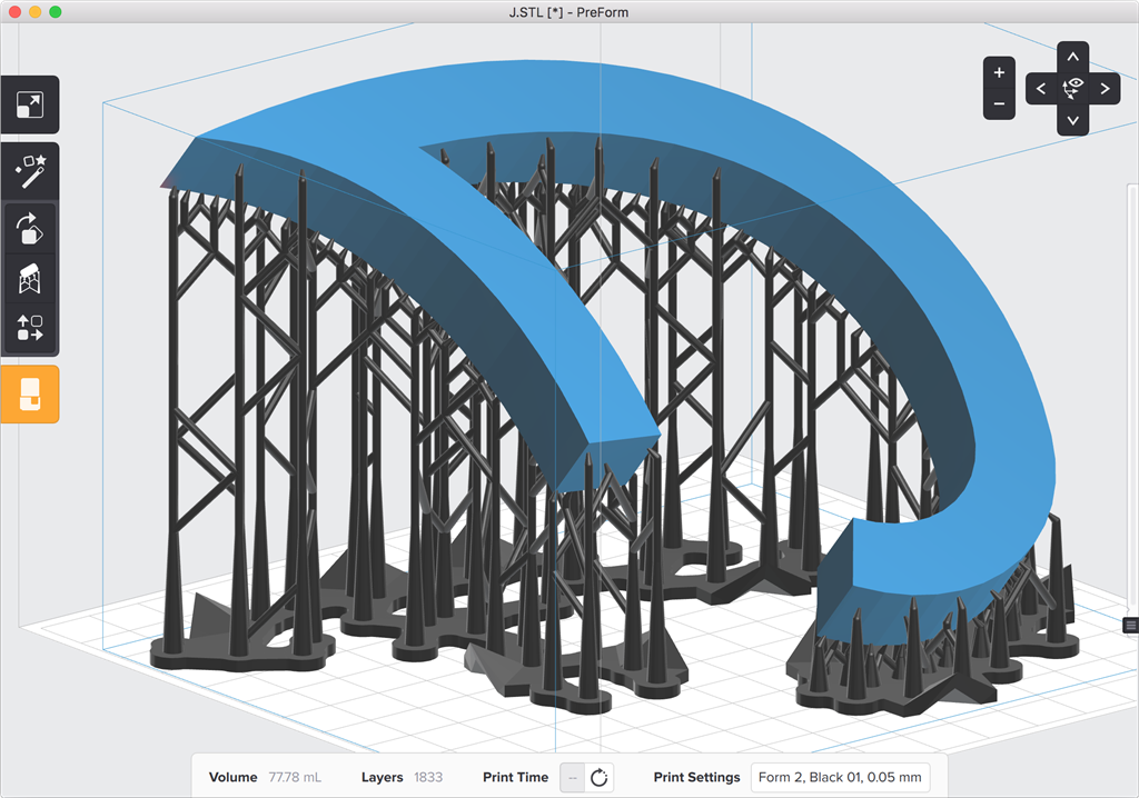 formlabs form2 preform切片軟體教學 旋轉物件 傾角大