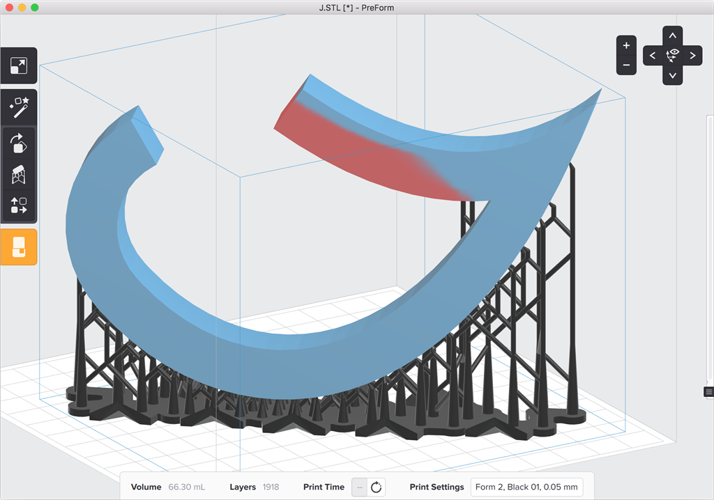 formlabs form2 preform切片軟體教學 支撐結構 紅色區塊