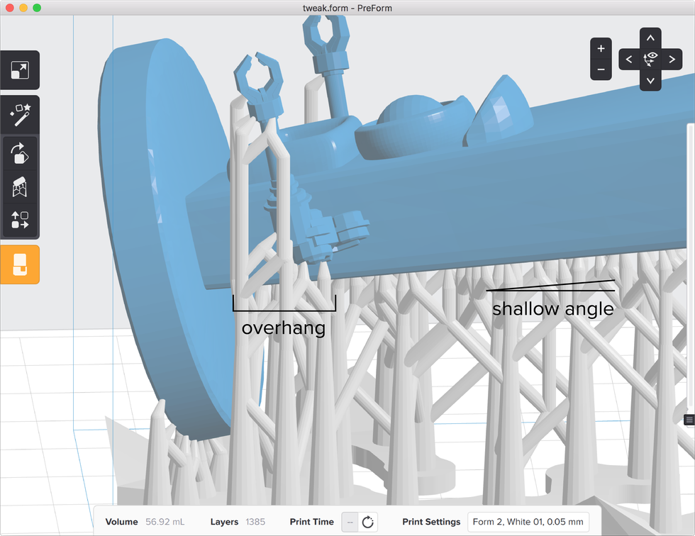 formlabs form2 preform切片軟體教學 支撐結構  懸空與角度