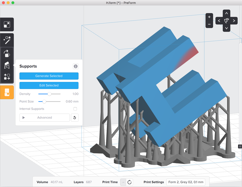 formlabs form2 preform切片軟體教學 進階支撐設定 不生成內部支撐結構