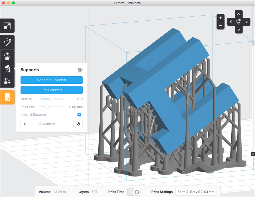 formlabs form2 preform切片軟體教學 進階支撐設定 內部支撐結構