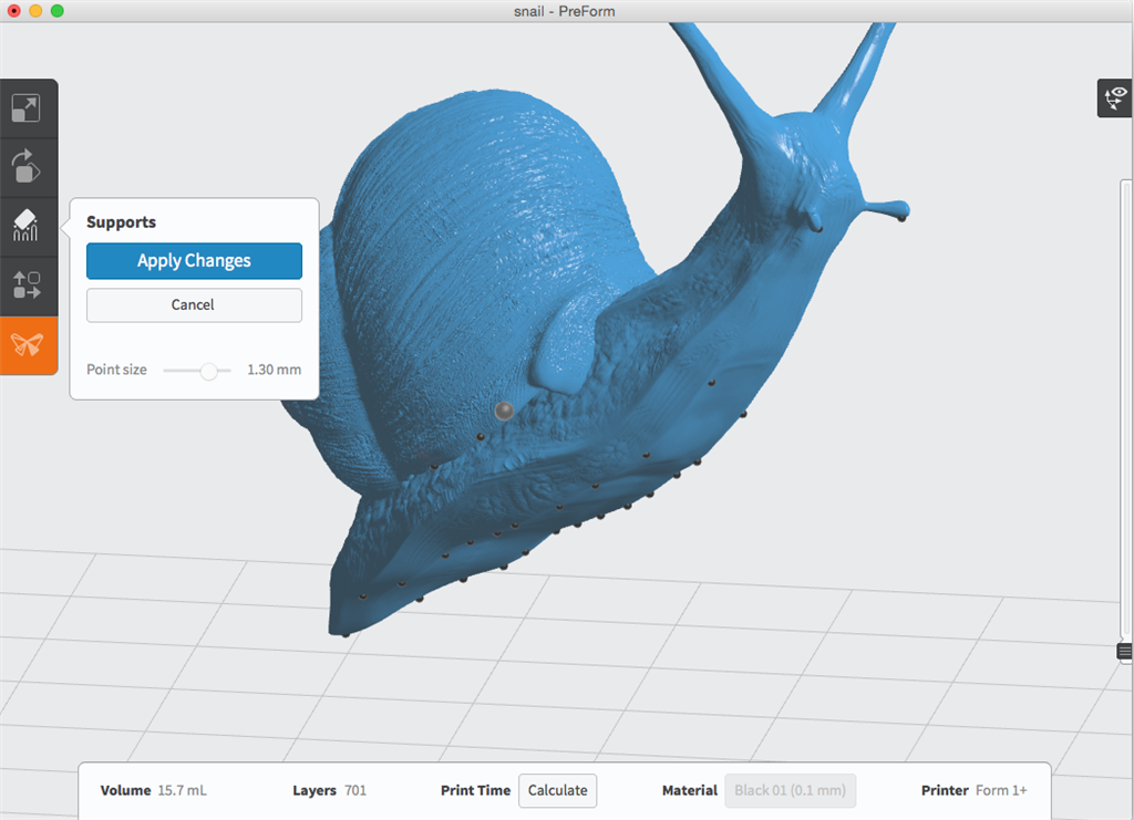 formlabs form2 preform切片軟體教學 進階支撐設定 接觸點大小